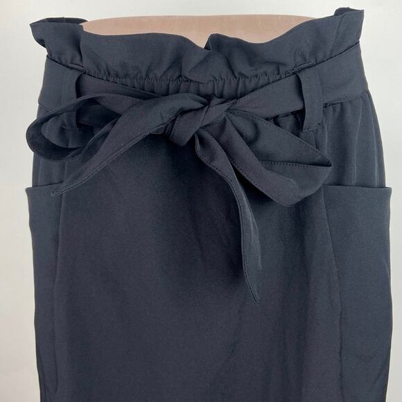 Mondetta Black Belted High Waisted Pockets Paperbag Pencil Mini Skirt Size M - Picture 4 of 6